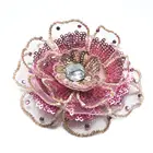 8 см розовый блесток вышитые 3D цветок голова нашивка на одежду сетка многослойная для Свадебная аппликация платье DIY