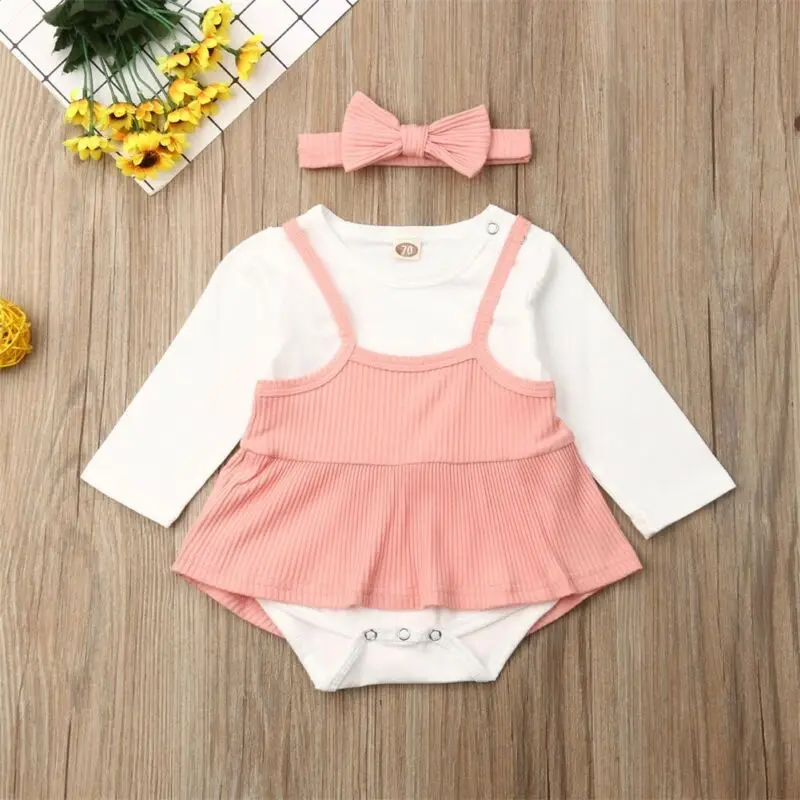 В наличии в США милая Одежда для новорожденных девочек из 3 предметов комбинезон