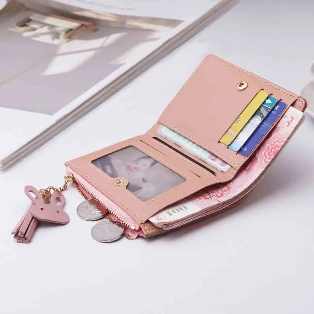 New Leather Wallet Women Short Zipper Ladies Purse Money Bag Coin Pocket Patchwork Cute Feminine Wallets Clutch Card Holder | Багаж и