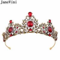 janevini vintage red crystal bride headband bronze classic bridal tiara hair crown wedding hair accessories beaded headpieces