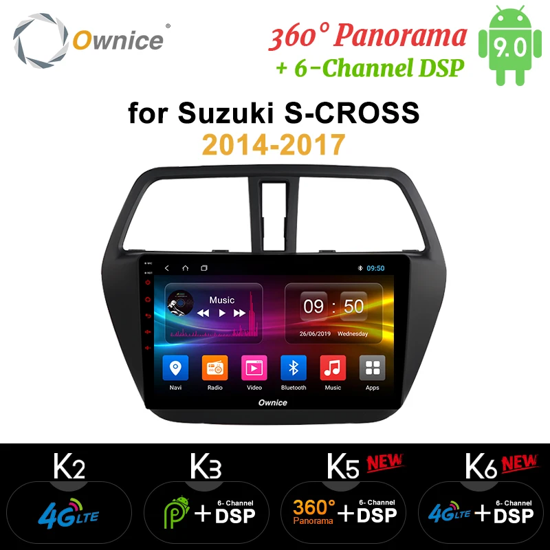 Ownice 9 дюймов Android 9,0 360 панорама DSP Автомагнитола k3 k5 k6 для Suzuki S-CROSS- gps навигационный плеер 4G LTE SPDIF