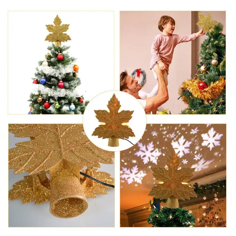 

HOT LED Projector Lamp Christmas Tree Top-hollow Star Design Projector Lights Snowstorm Projector Lamps Christmas Gift For Lover