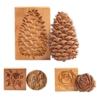 3d cookie stamp wooden cookie molds for baking pine cones rose cookie cutter stamp embossing craft decorating baking diy tool