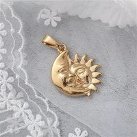 necklace for women stainless steel moon sun face irregularity aesthetic pendant golden color chain jewelry gift necklaces