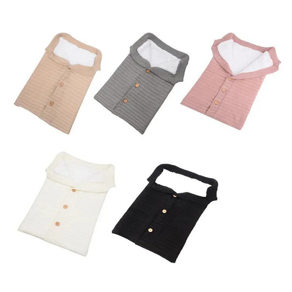 

Europe And The United States New Button Sleeping Bag Baby Outdoor Baby Stroller Sleeping Bag Wool Knit Plus Velvet Thick Warm