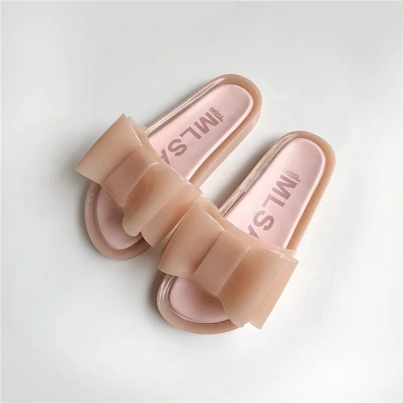 Сланцы женские с бантом пляжная обувь без каблука шлепанцы сандалии Melissa лето