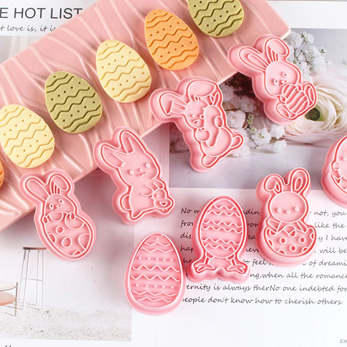 

QIFU 8Pcs/set Easter Cookie Biscuit Moulds Easter Decoration For Home Easter Eggs Rabbit Bunny Easter Party Decoration Supplies