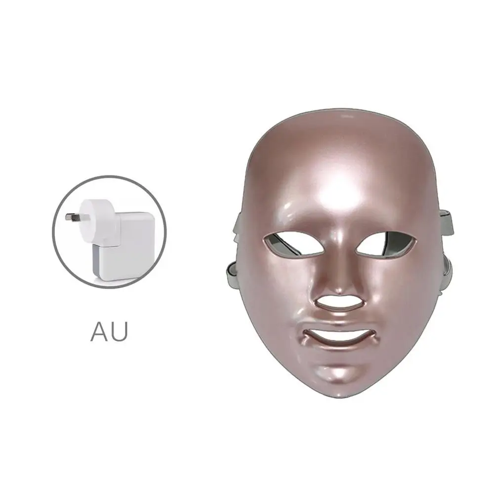 AU Plug СВЕТОДИОДНЫЙ Прибор для ухода за кожей лица, 7 цветов, фотоновое омоложение, удаление морщин и акне, маска для ухода за кожей лица, терапия, спектрометр - Цвет: AU Plug