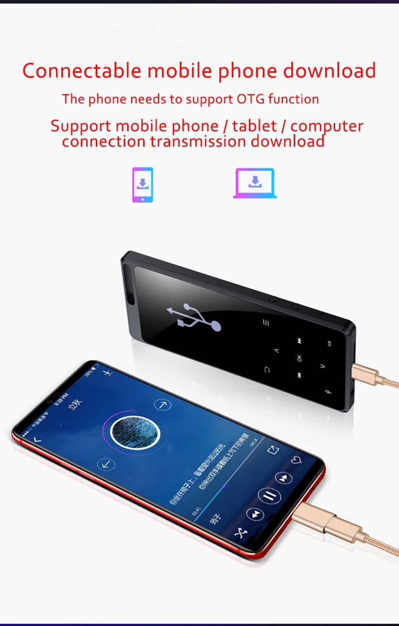 Новинка 5,0 Bluetooth MP3 сенсорный экран портативный музыкальный плеер Многоязычный MP3 Поддержка Радио FM 128G TF OTG Bluetooth наушники