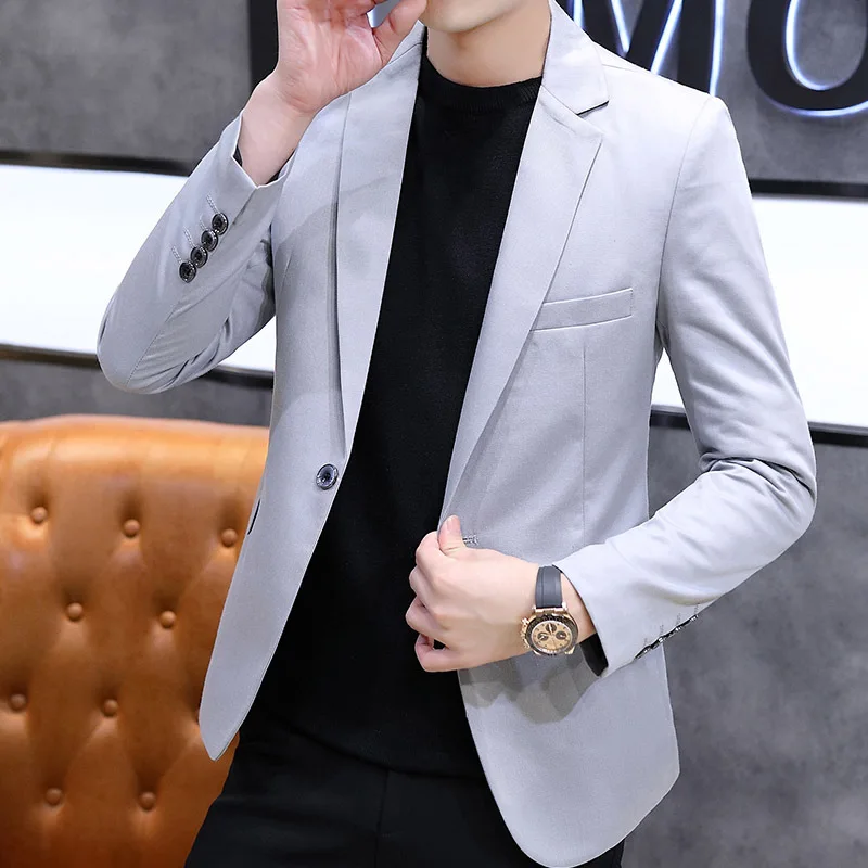

Fall 2021 Men's Solid Color Suit Youth Slim Fit Casual Trend Handsome men blazers