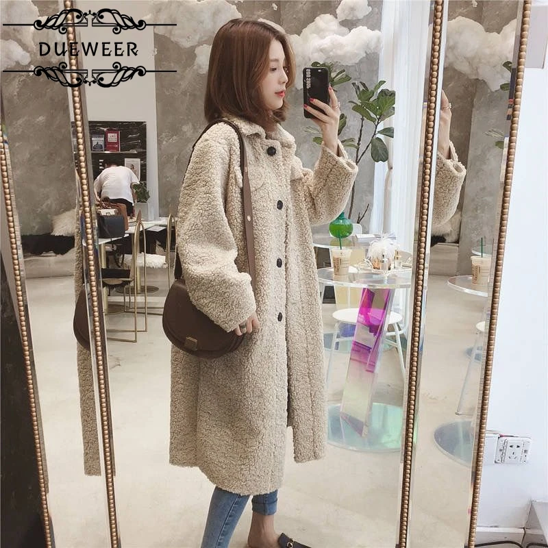 

DUEWEER Wool Blends Women Solid Woolen Coat Streetwear Elegant Single Breasted All-match Koeran Style Fashion Harajuku