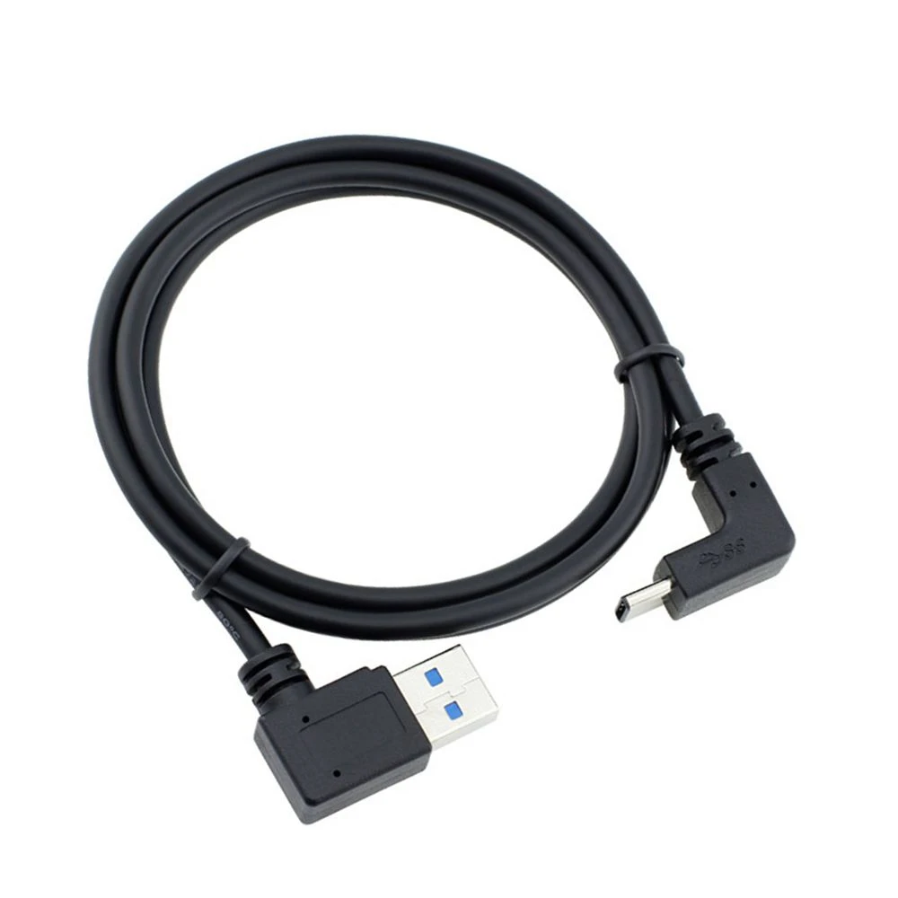 Кабель USB 3.0 A 1 м 90 градусов левый штекер 3.1 типа C прямоугольный преобразователь
