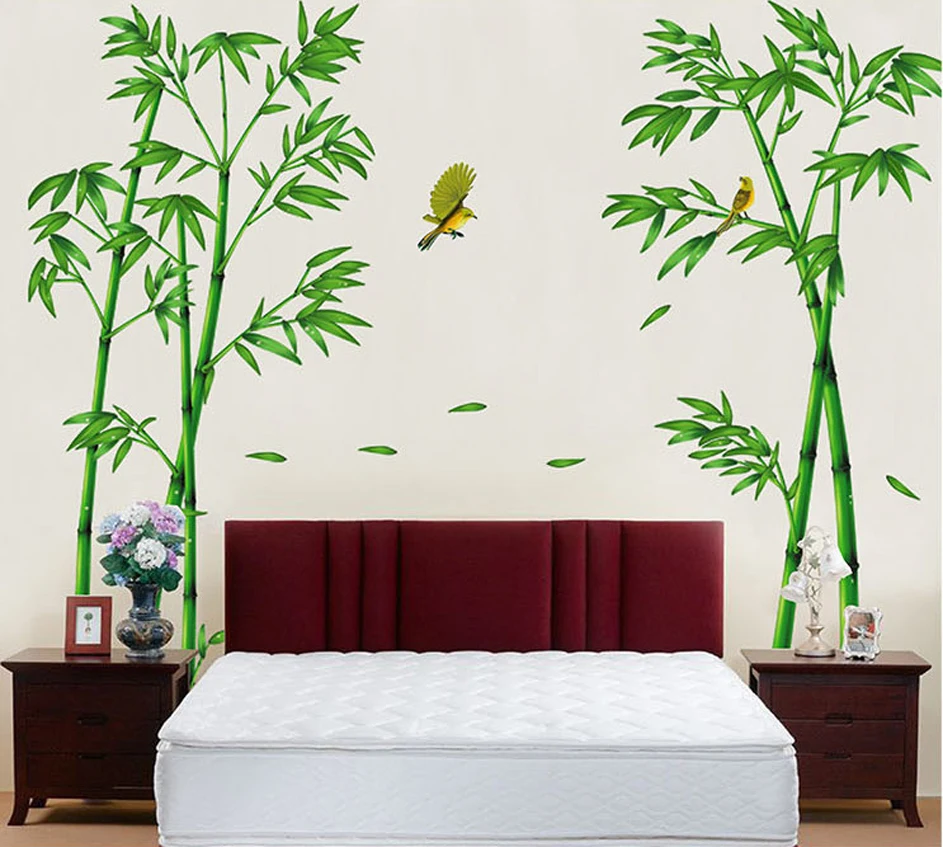 

DIY Tree Home Decor Decals for Living Room Decoration Removable Green Bamboo Forest Depths Wall Sticker Creative Chinese Style