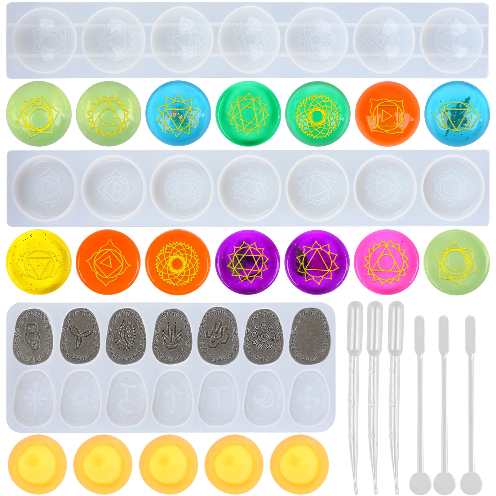 

7 Chakras Pendant Resin Casting Mold Energy Resin Mold DIY Jewelry