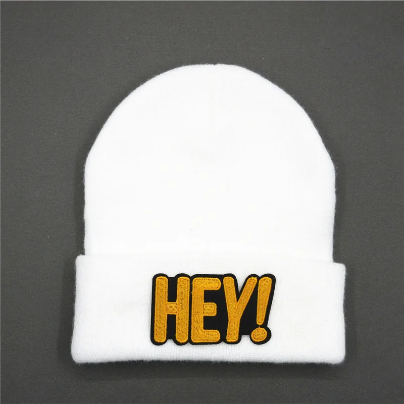 

2020 Hey Letter Embroidery Thicken Knitted Hat Winter Warm Hat Skullies Cap Beanie Hat for Men and Women 235