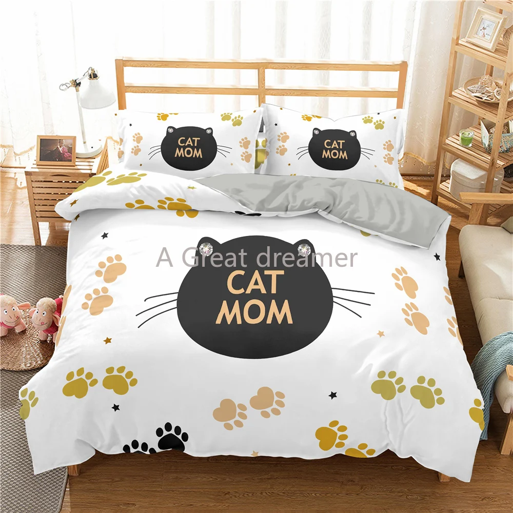 

Luxury 3d Bedding Sets Letters Print Duvet Cover Pillowcase White And Black Bed Clothes For Home Twin Queen King Size 2/3pcs