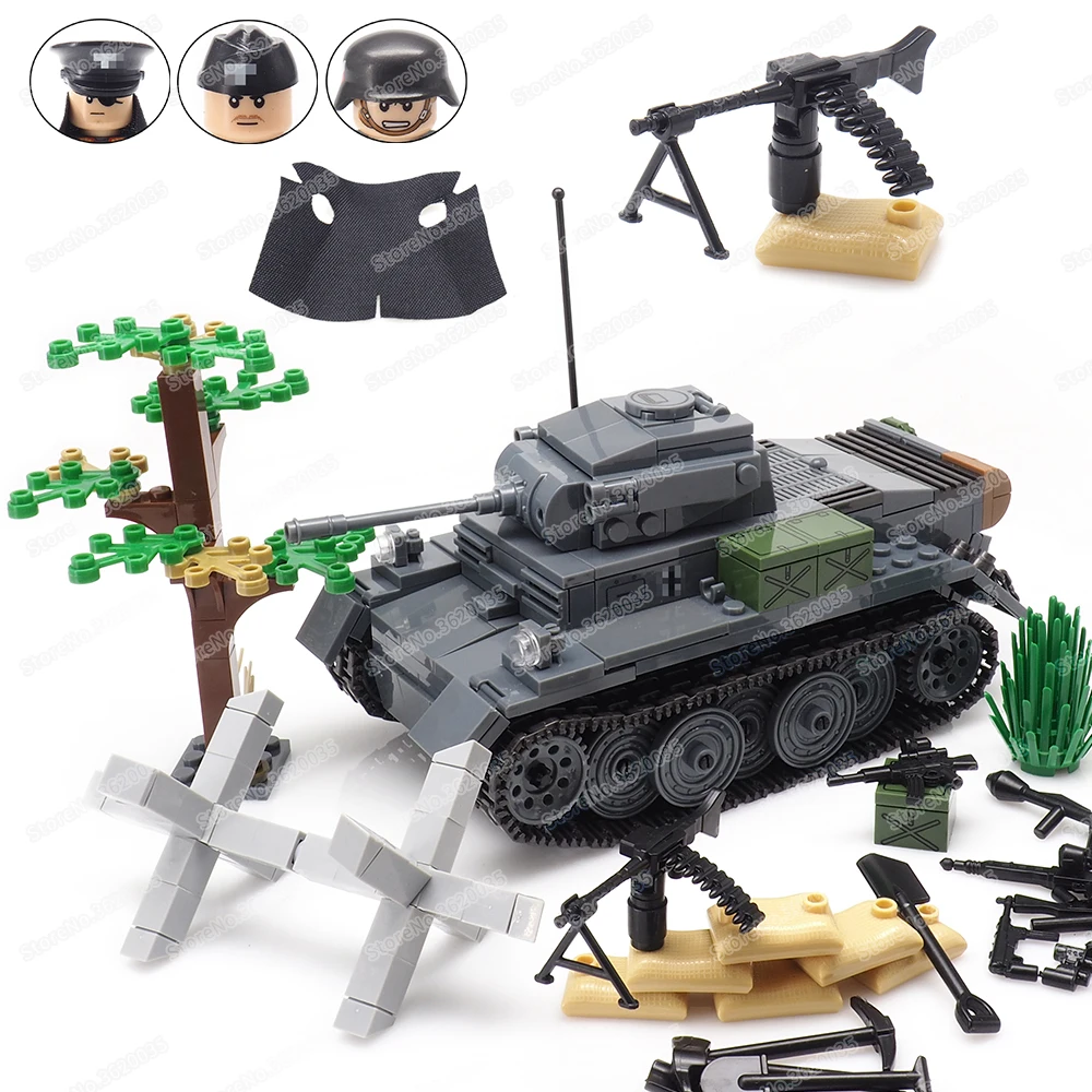 German Army Military Lynx Tank Building Block Assembly WW2 Figures War Weapons Armored Gun Model Child Gift Boy Educational Toys