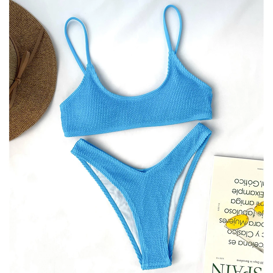 

Sexy Bikini 2021 Woman Swimsuit Swimwear Pleated Thong Bikinis Set Summer Swimming for Beach Wear Brazilian Bathing Suit Biquini