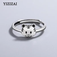 yizizai animal tiger ring for women girls fashion men jewelry vintage adjustable silver color rings natal year tiger gifts 2022