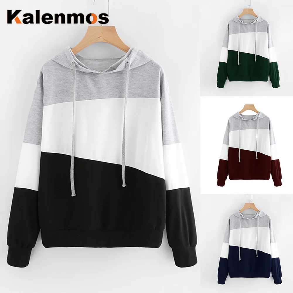 Уличная одежда полосатые теплые толстовки осенняя длинный рукав шнуровка