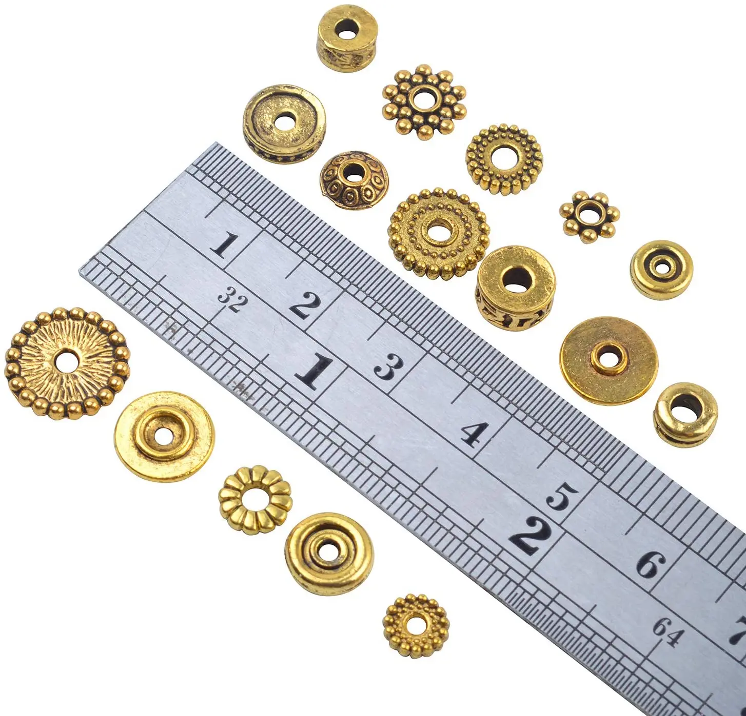 100 г (около 200-300 шт.) Античные золотые бусины-разделители в Балийском Стиле