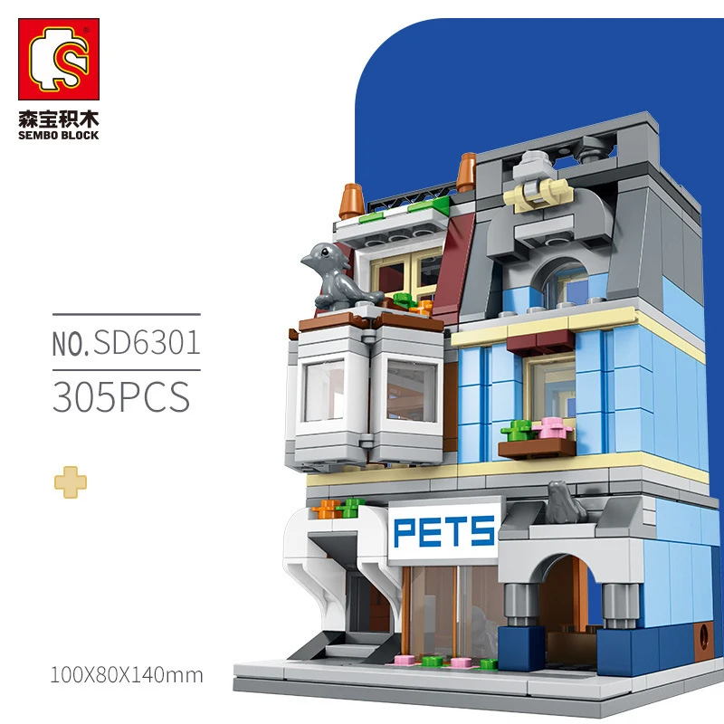 

SEMBO Paris Restaurant City Street View Building Blocks Architectural Models DIY Dollhouse Assembled Bricks Toys for Kids