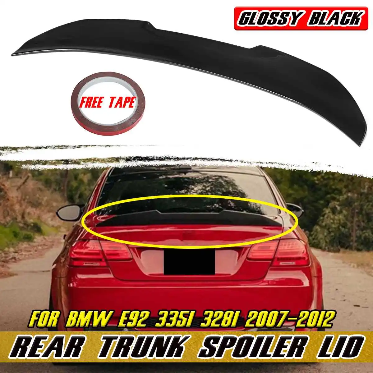 PSM Style Car Rear Trunk Boot Lip Spoiler Wing Lip For BMW E92 335i 328i 2007-2012 Rear Trunk Spoiler Lid Tail Wing Decoration