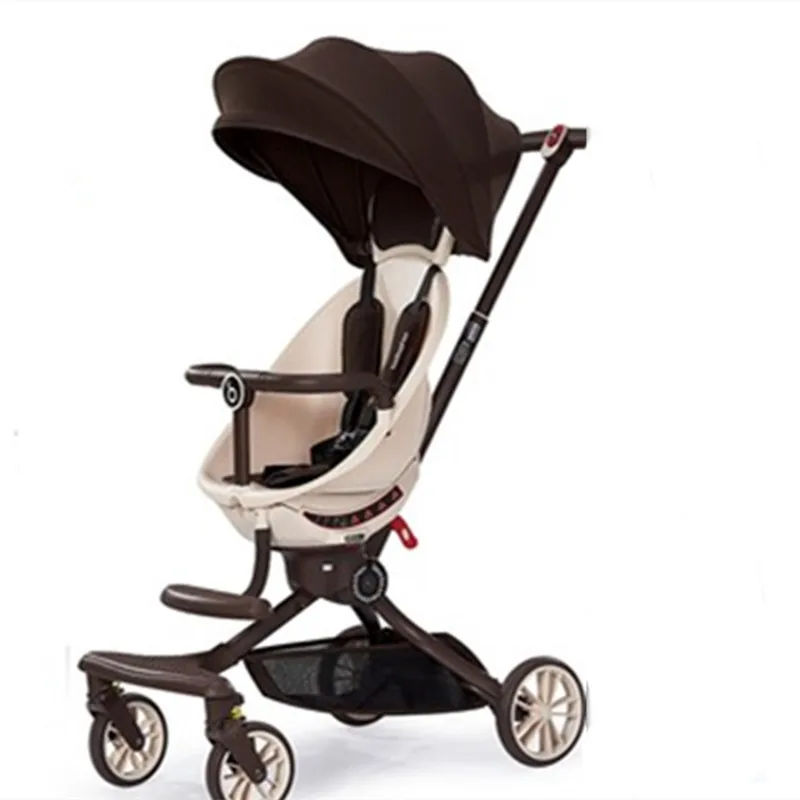 Baby sliding artifact, ultra-light foldable children's two-way stroller, baby high landscape stroller