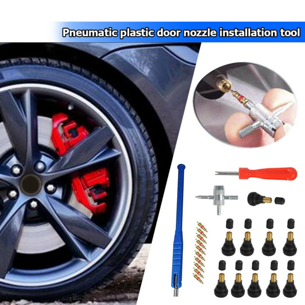 

Valve Core 4 Way Tire Repair Tool Kit +Valve Stem +Stem Puller Practical