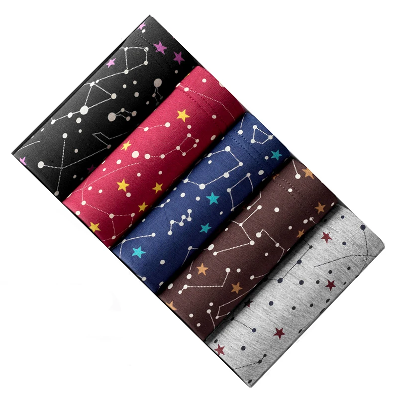 5 шт./лот нижнее белье из хлопка мужские боксеры с принтом мультфильма удобные