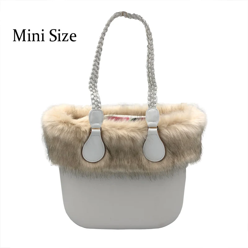 Mini Size White Мини-размер O Сумка Стиль obag Водонепроницаемый EVA корпус с переплетенной ручкой Трамп принт вставка Женская резиновая силиконовая сумка сумочка - Цвет: Mini Size White