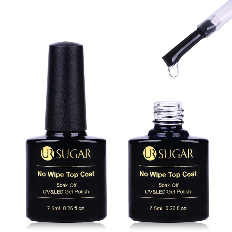 Top Coat Ur Sugar, 7,5 мл, голографический блеск, карамельный цвет, красный цвет, замочить от УФ-геля, лак, основа, топ, матовый лак для ногтей - Цвет: Top Coat