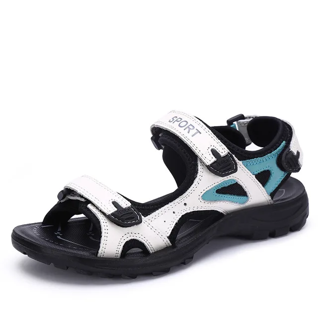 Сандалии женские из натуральной кожи шлепанцы плоская подошва удобные