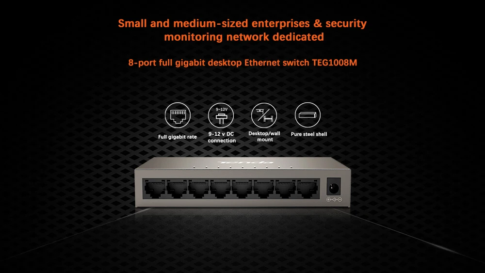 Tenda TEG1008M 8 портов 10/100/1000Mpbs Gigabit Ethernet коммутатор, Ethernet сетевой коммутатор, Auto MDI/MDIX, VLAN
