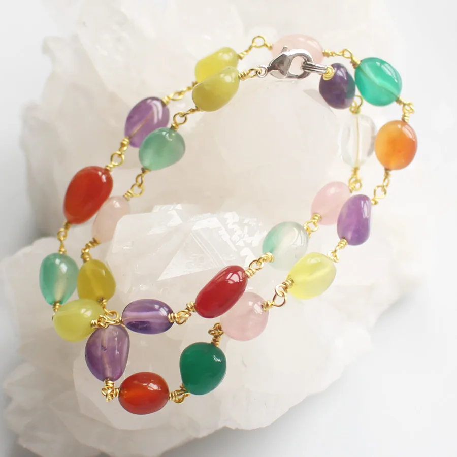 

Sweet color natural stone bracelets for Girl , 2 layers