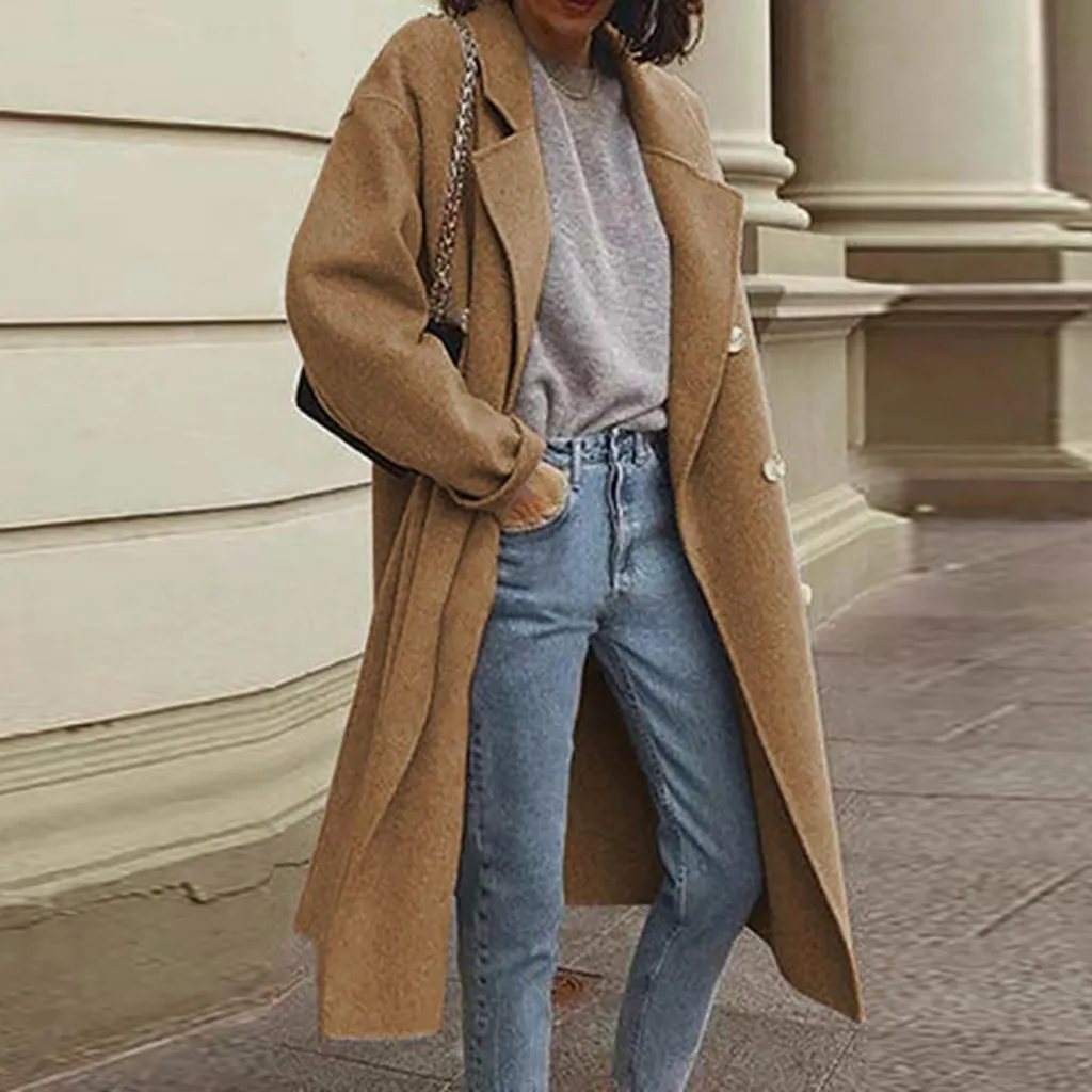 Элегантное женское длинное офисное повседневное пальто с длинным рукавом, женская верхняя одежда, пальто, кардиган, топы, женские зимние одноцветные Большие размеры, розовое корейское пальто