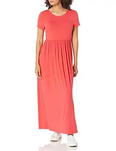 

Women's Short-Sleeve Waisted Maxi Dress