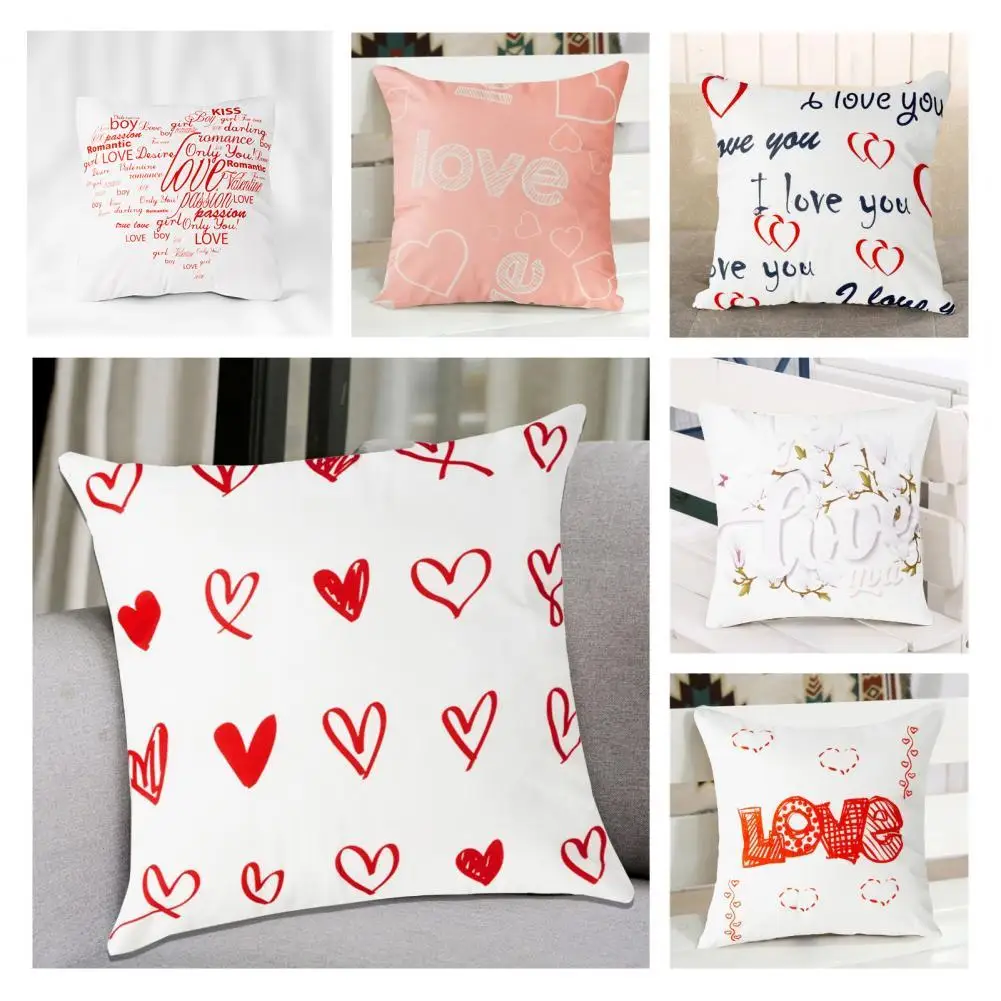 

Fashion Multi Styles Valentines Day Decorations Pillow Case Tear Resistant Cushion Case Breathable for Home