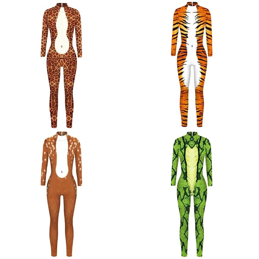 Новинка костюмы для косплея на Хэллоуин взрослых с 3D принтом животных Zentai боди