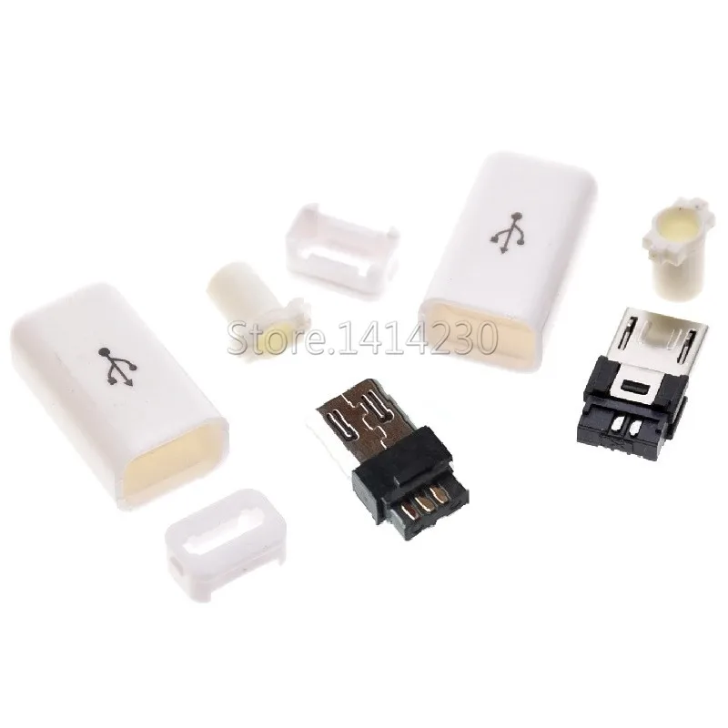 10 шт. Micro USB 5Pin штекер черный/белый сварка для DIY кабель для передачи данных Аксессуары - Цвет: White