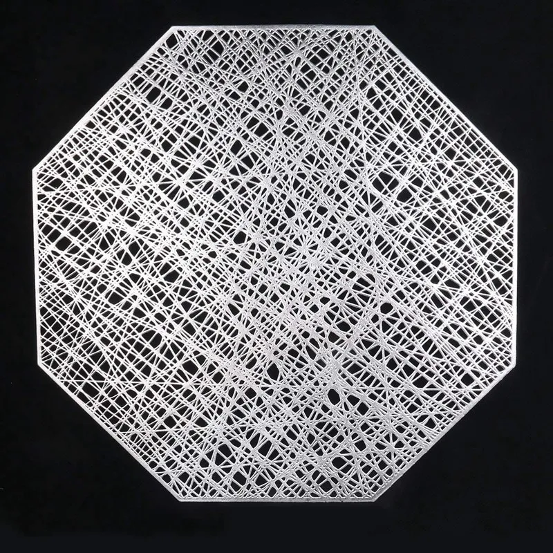 

12 Pack Pressed Vinyl Metallic Hollow Placemats/Charger/Wedding Accent Centerpiece Octagon Placemats,Placemat for Dining