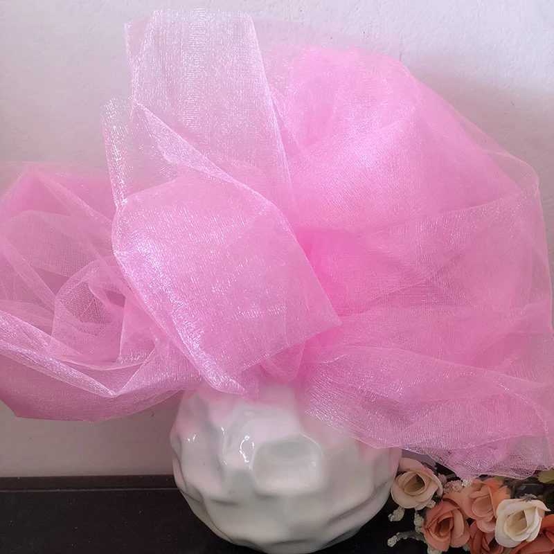 

5meter/lot sheer crystal organza tulle roll fabric for wedding party decoration organza chair sashes width 45cm