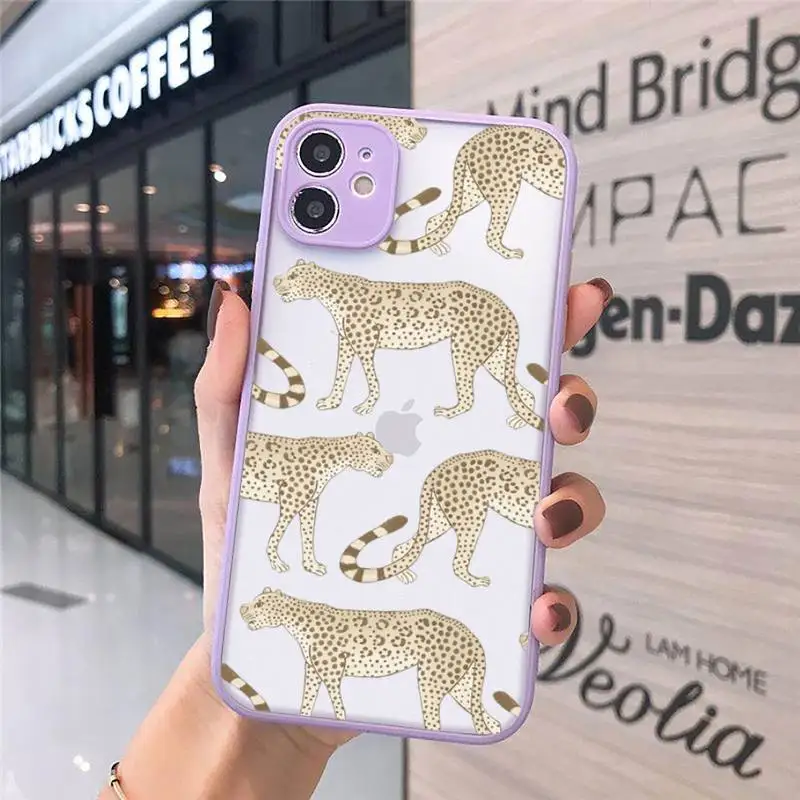 

Leopard tiger lion horror animal Phone Cases matte transparent For iphone 7 8 11 12 plus mini x xs xr pro max cover