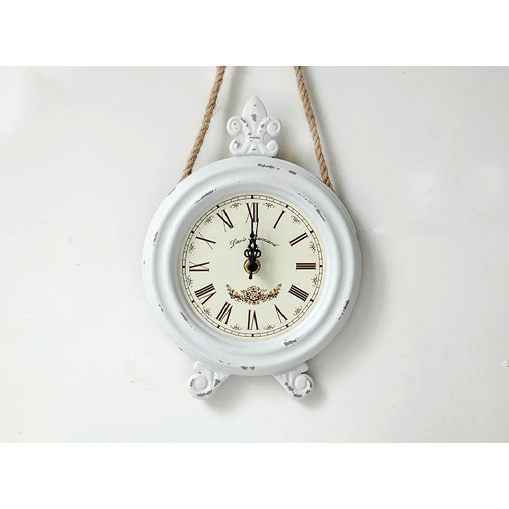 

Настенные часы из пеньковой веревки круглые розовые