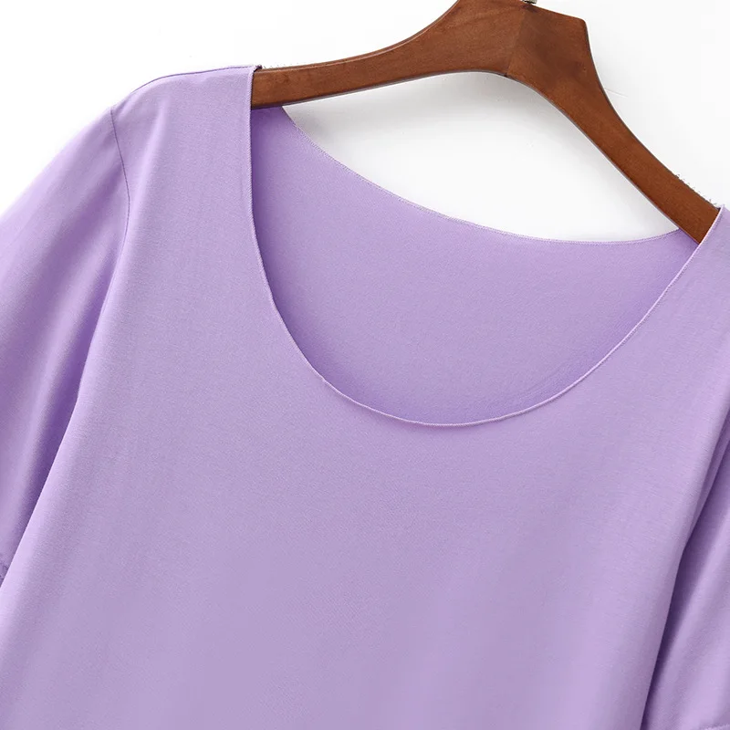 Летняя тонкая женская футболка с коротким рукавом и круглым вырезом большие