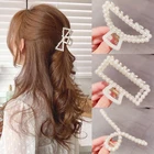Жемчужные заколки-крабы для волос зернистость для женщин Корейский бант полые аксессуары для волос зажим для ванны головной убор заколки