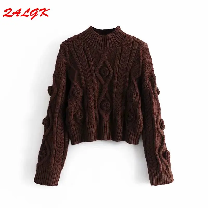 

High Quality Autumn and Winter 2021 New Sweater Knitted Cardigan Women Short Shirt Pure Color Versatile Loose Elegant Clothes