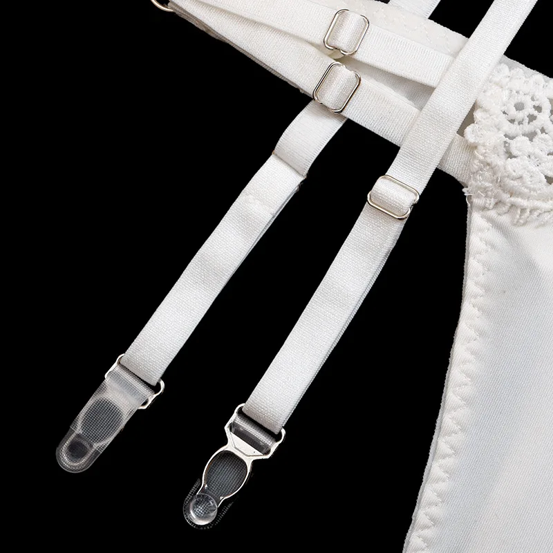 

Aduloty Printed Hollow Out Perspective Underwear Thong Women's Sexy Underwire Gather Bra Garter Belt Erotic Lingerie Three Piece