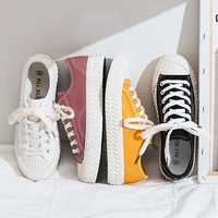 2021 spring new canvas shoes female students korean fashion sneakers biscuit shoes hong kong style shoes