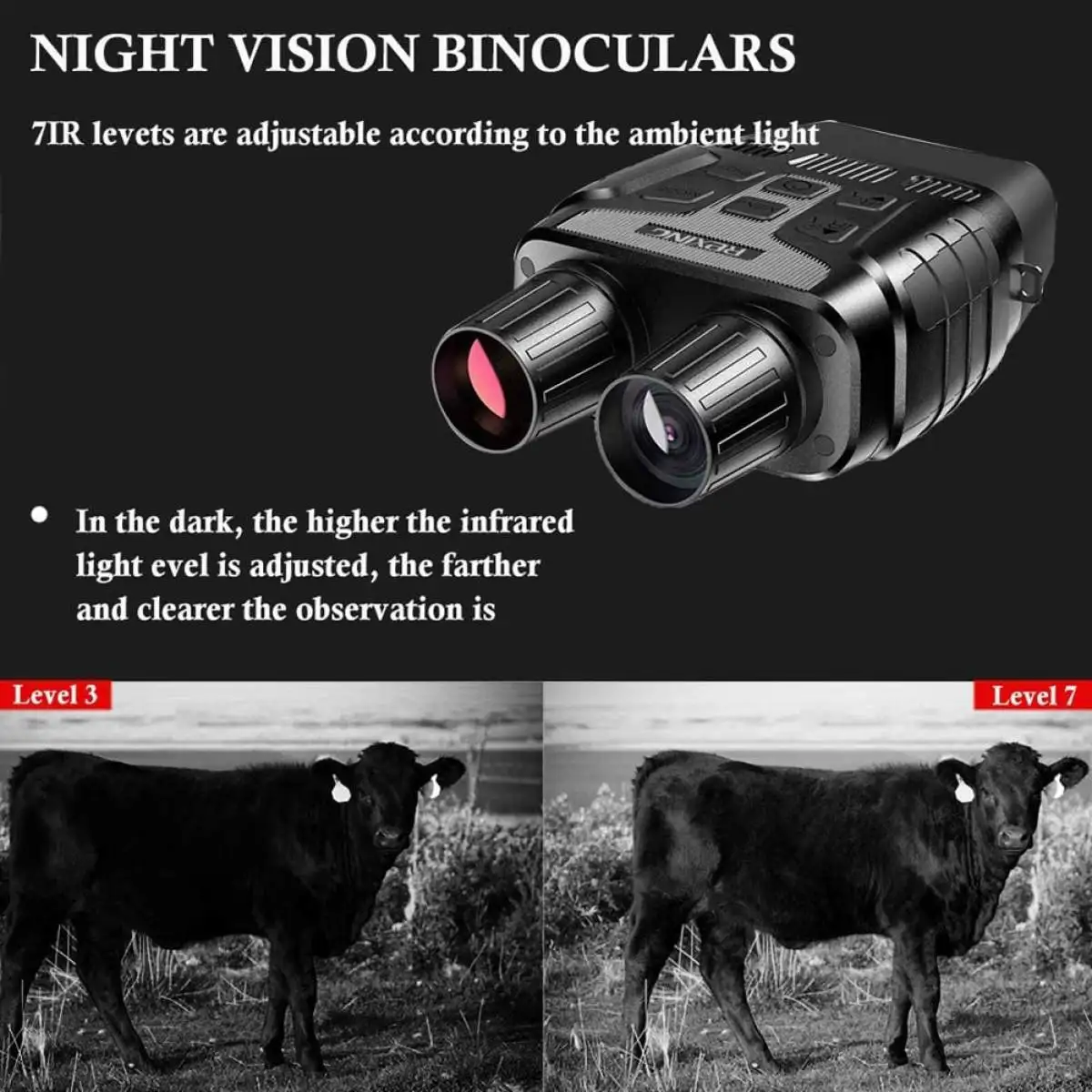 

Infrared Night Vision Binoculars Telescope Hunting Binoculars 300M Big Screen 3x Zoom 16G Infrared Telescope No memory card